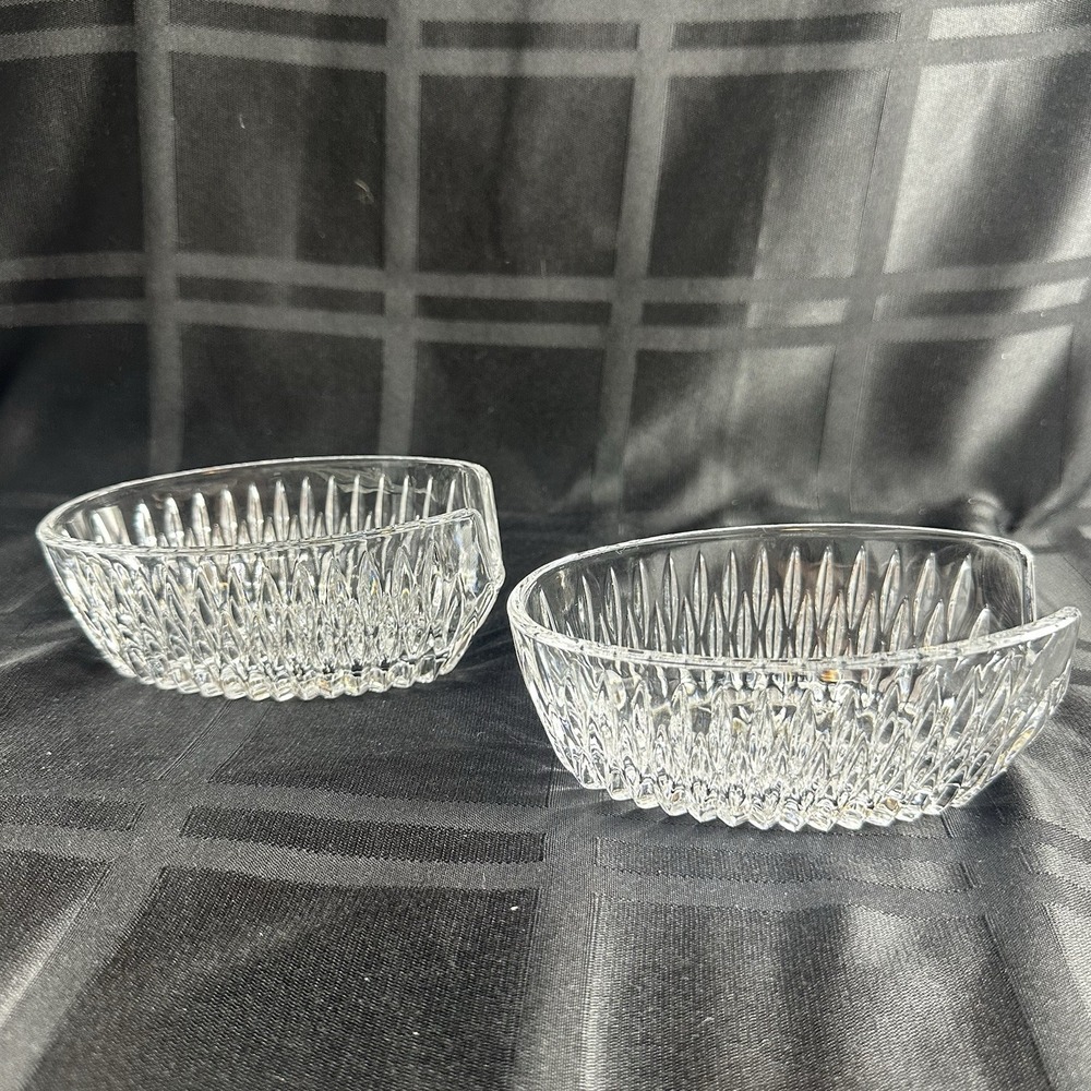 PRINCESS HOUSE Set of 2 Crystal Glass Fork Spoon Rest Buffet Utensil Holder